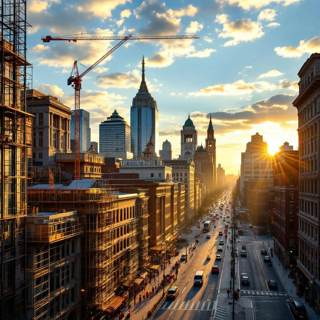 Construction workers in Philadelphia building a new structure