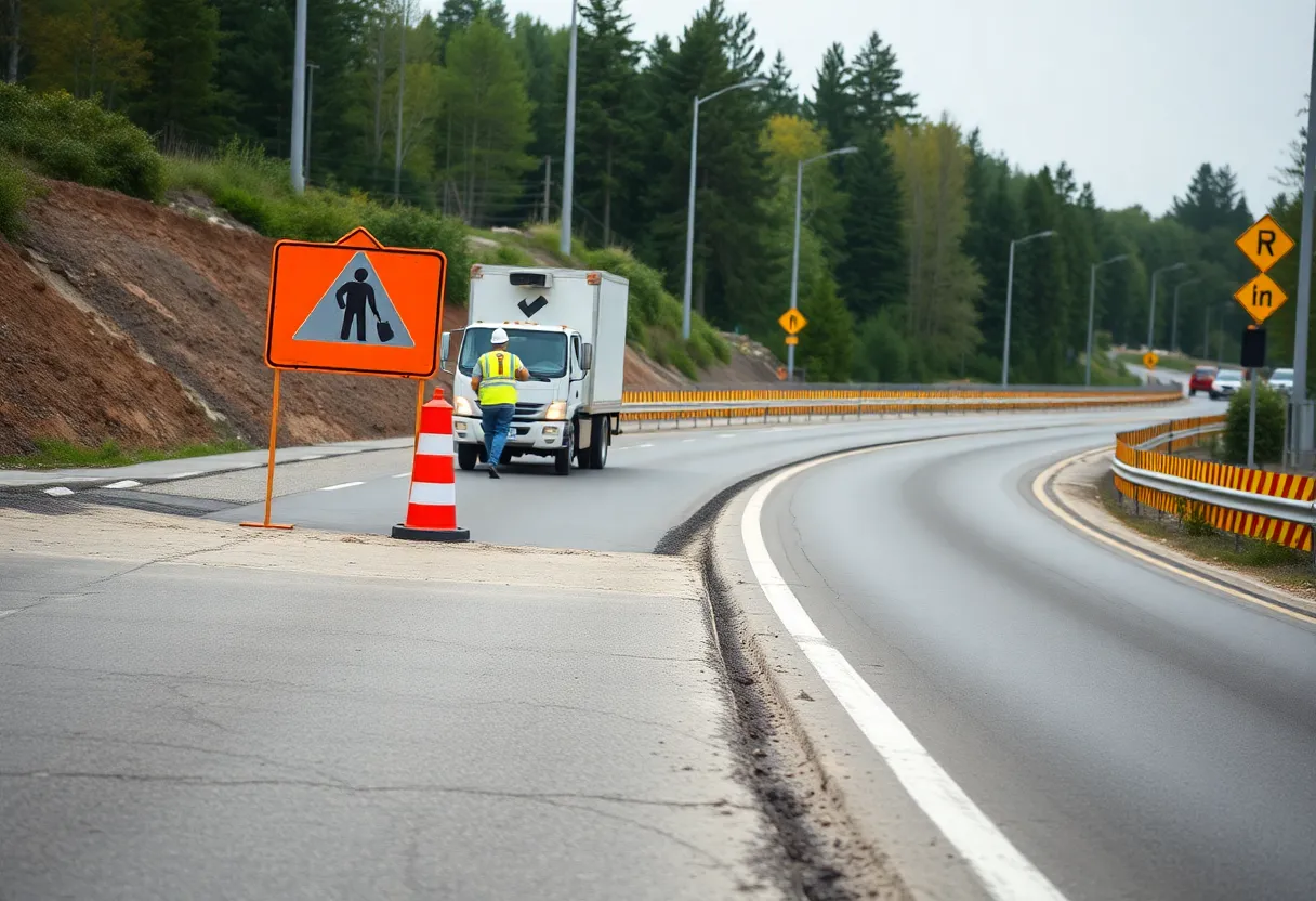 Construction workers performing road improvements in Beloit