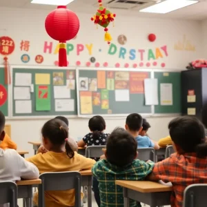 Classroom decorated for various cultural holidays