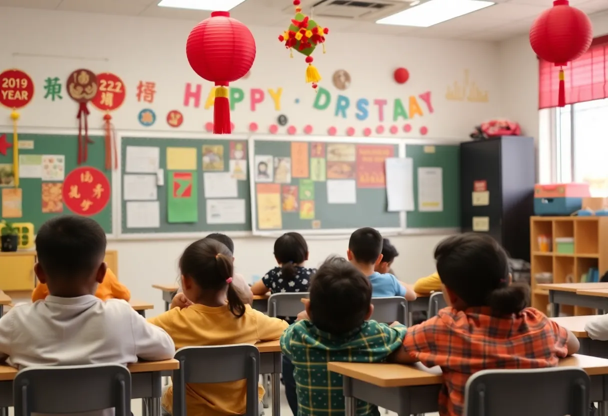 Classroom decorated for various cultural holidays