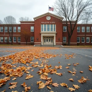 A deserted Philadelphia public school building reflecting declining enrollment.