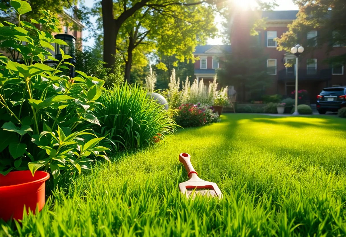 Healthy lush green lawn in Philadelphia