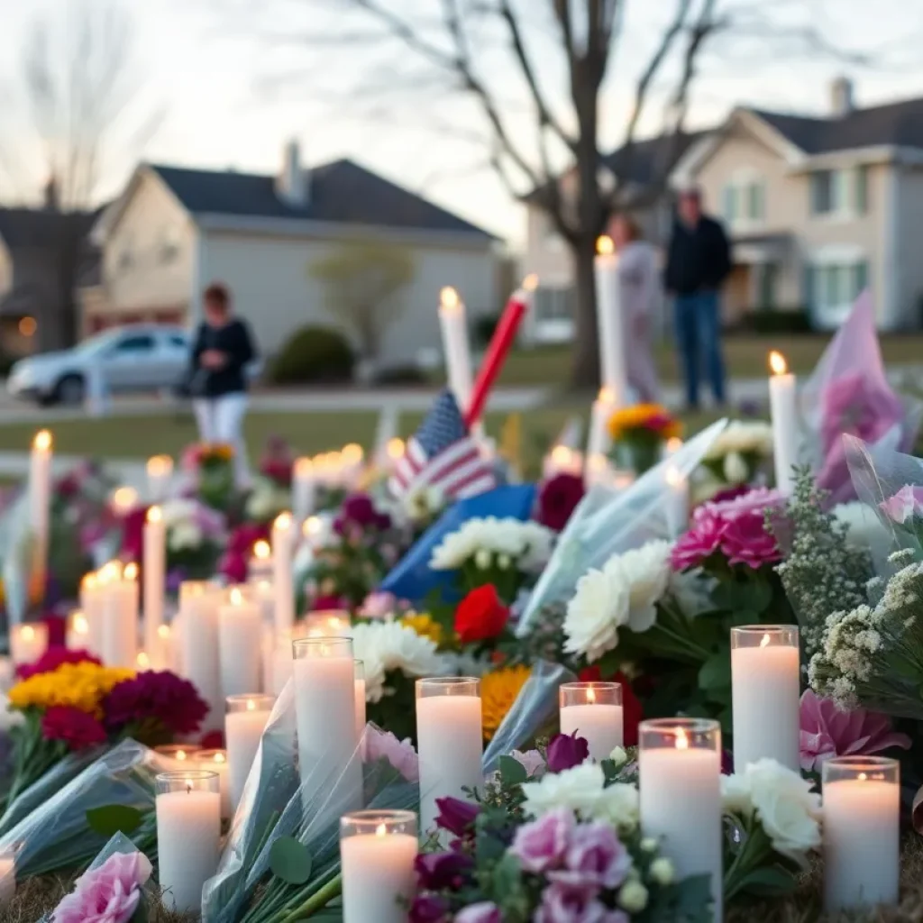 Memorial candles and flowers in Northeast Philadelphia for the Learjet crash victims