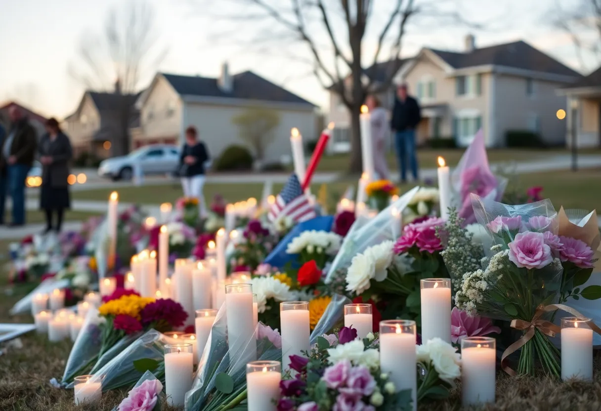Memorial candles and flowers in Northeast Philadelphia for the Learjet crash victims