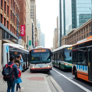 Students at a bus stop in Philadelphia amid SEPTA service cuts
