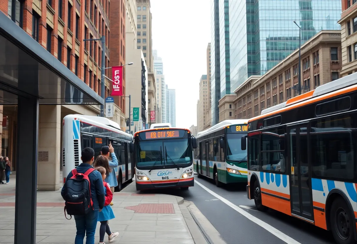Students at a bus stop in Philadelphia amid SEPTA service cuts