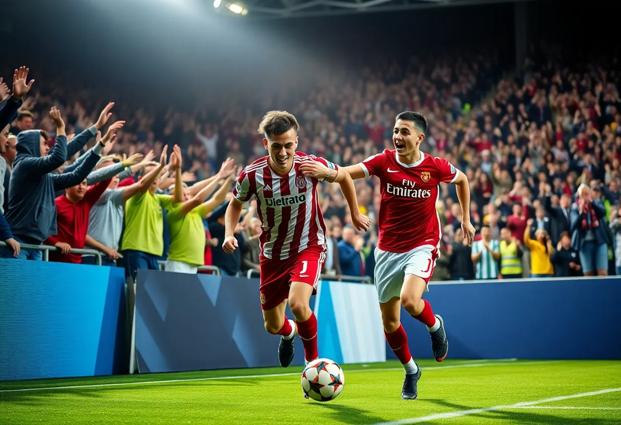 Fans celebrating the transfer of a soccer star to a new team