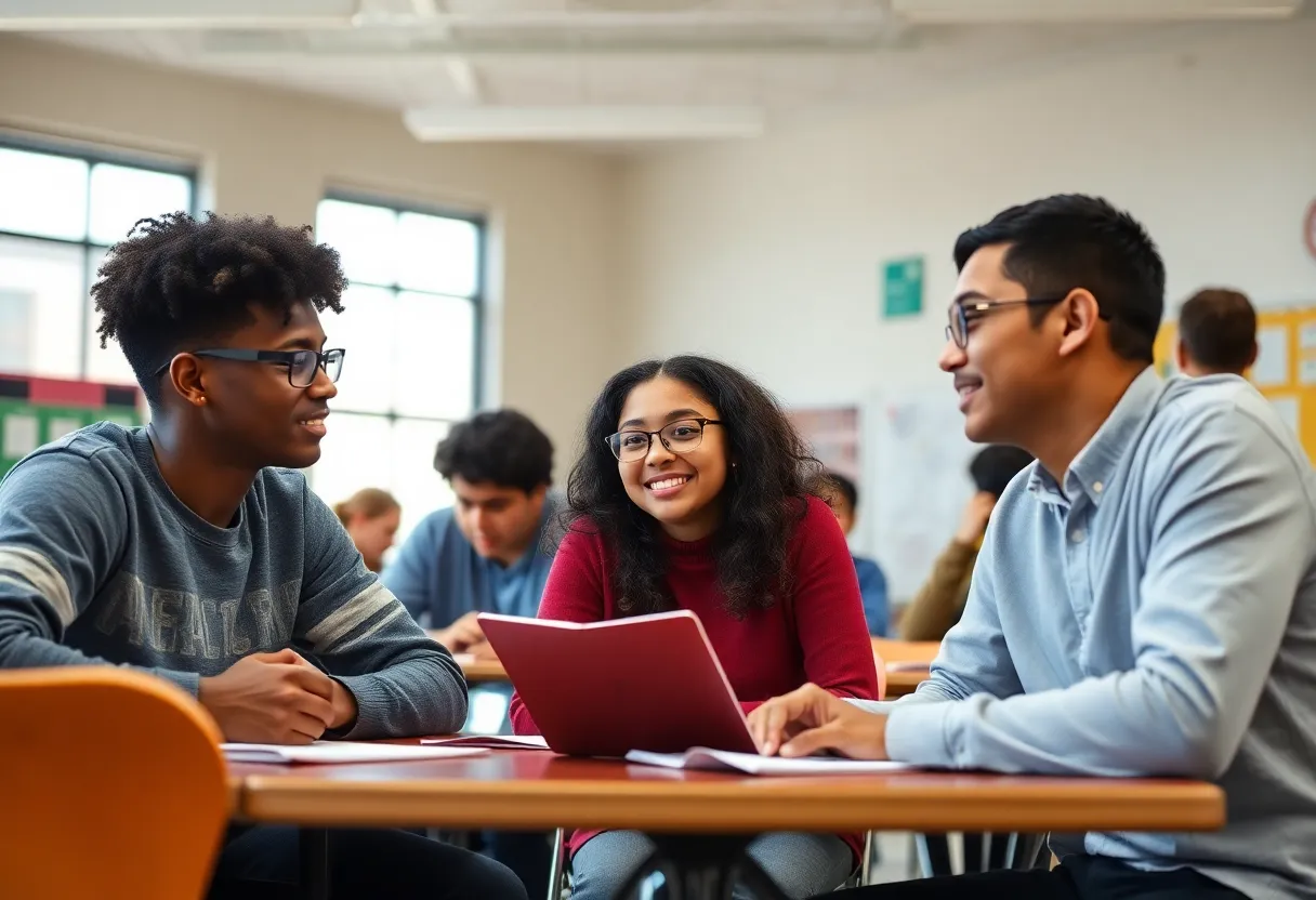 Classroom scene at a top-ranked high school in Philadelphia with students engaged in learning.