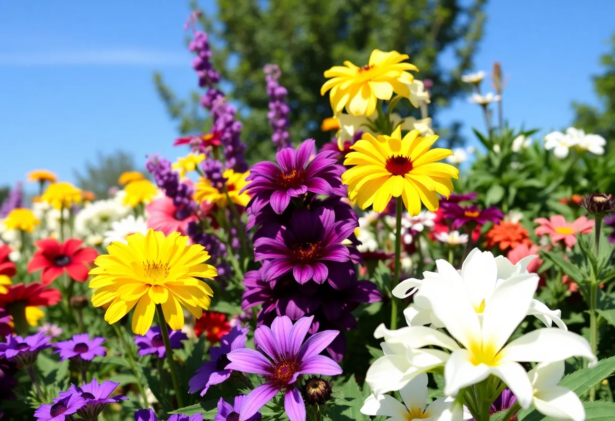 A colorful flower bed featuring diverse perennials ideal for Philadelphia climate.