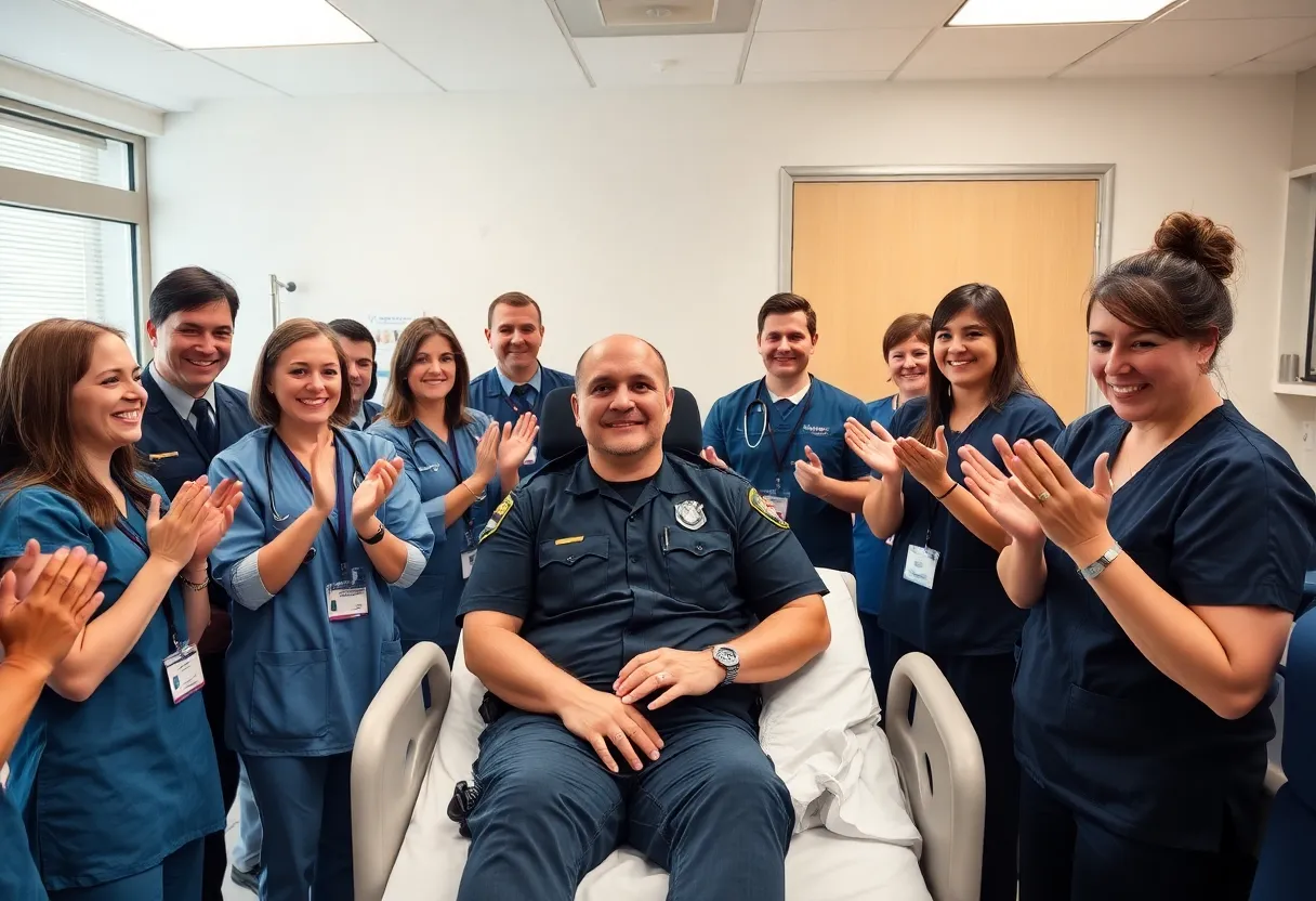 Safety officer celebrated by hospital staff and police