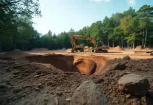 Excavation site where human remains were discovered in Greenwich