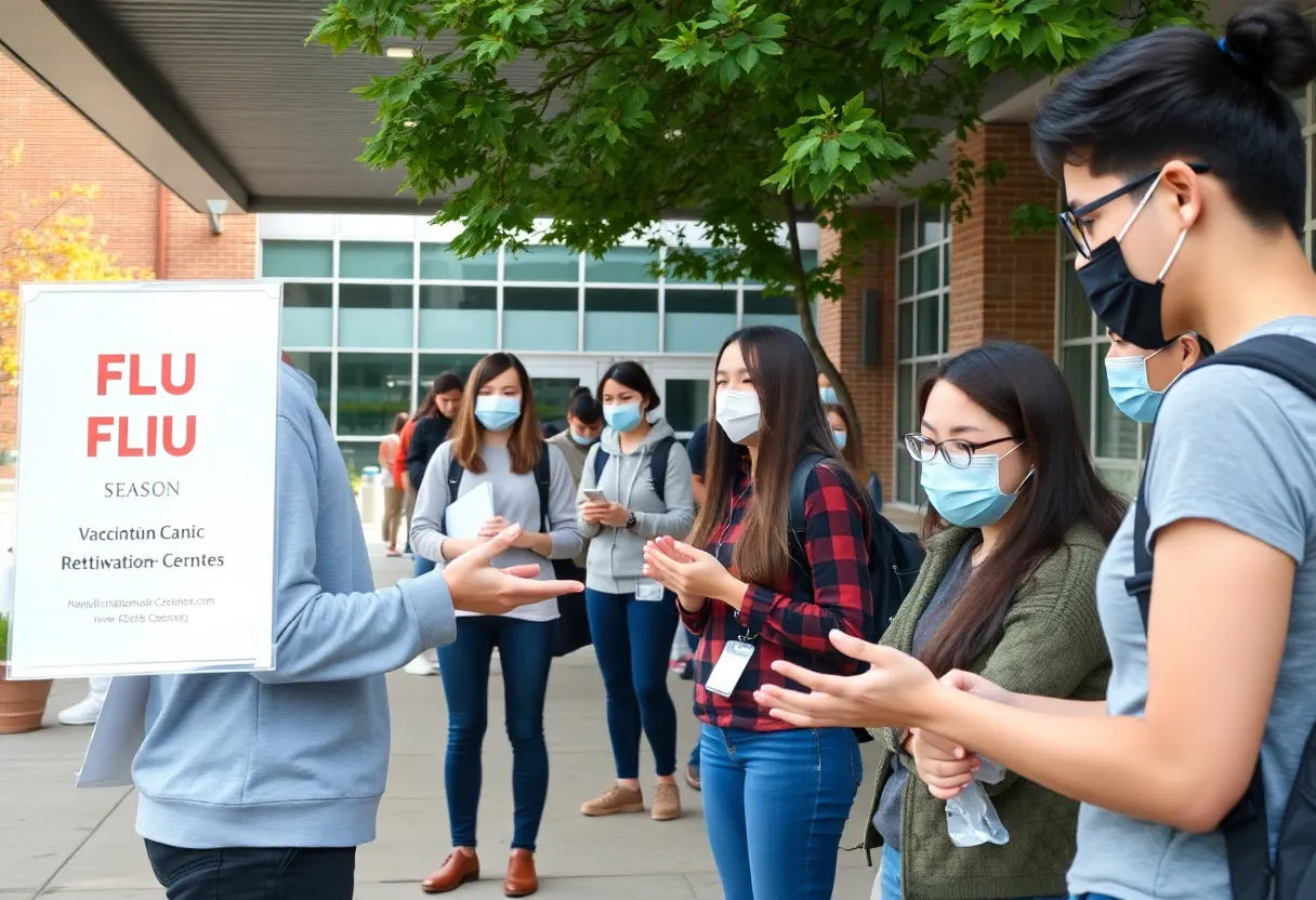 Students at Penn participating in a flu vaccination clinic