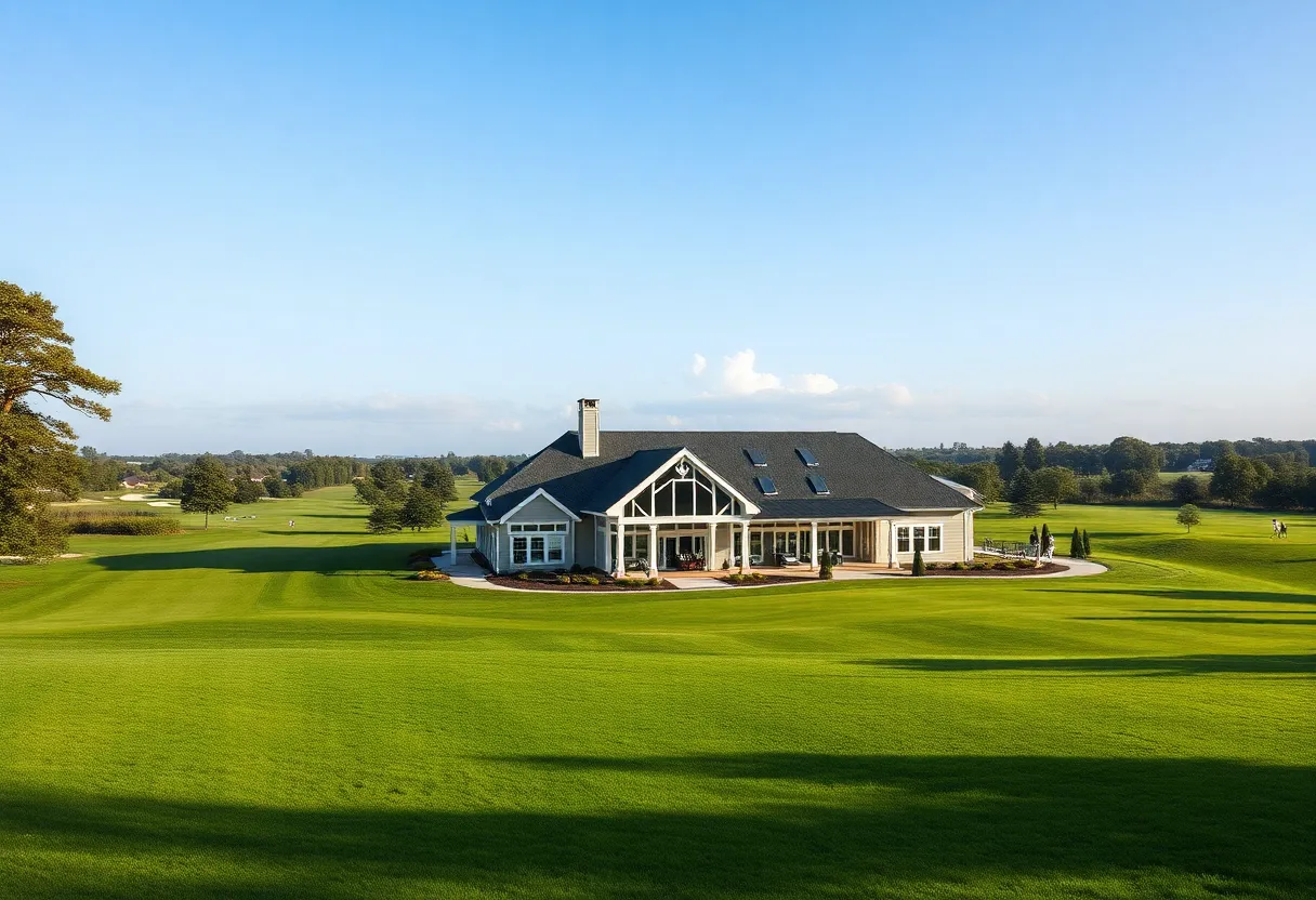 A vibrant view of the remodeled clubhouse at Jeffersonville Golf Club