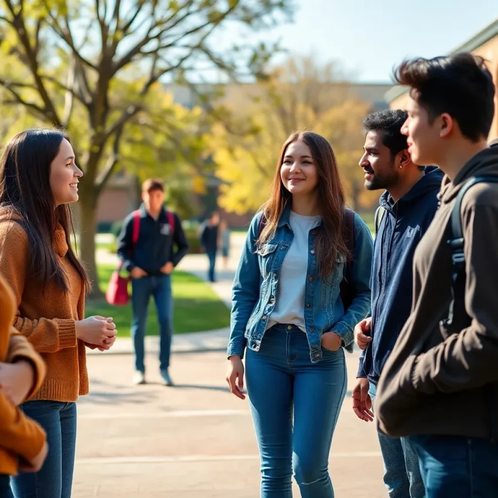 Students on a university campus promoting safety and inclusion