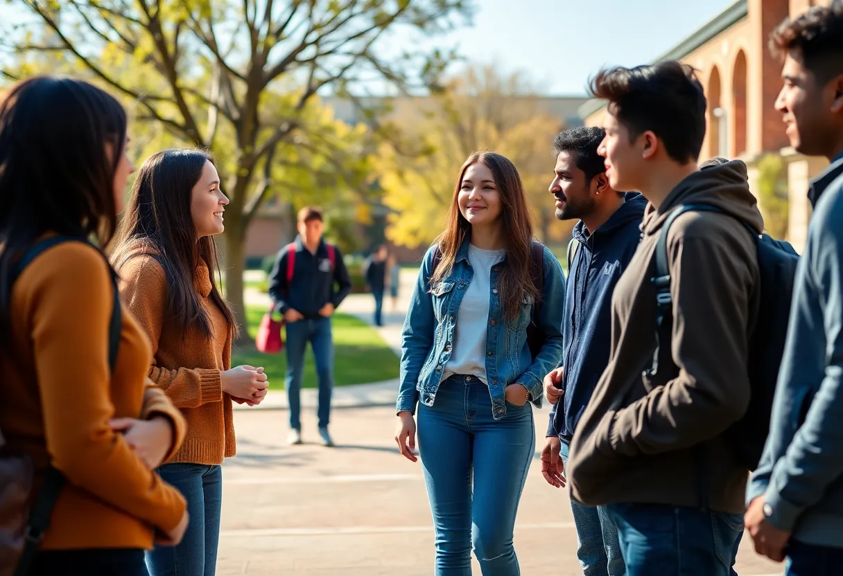 Students on a university campus promoting safety and inclusion