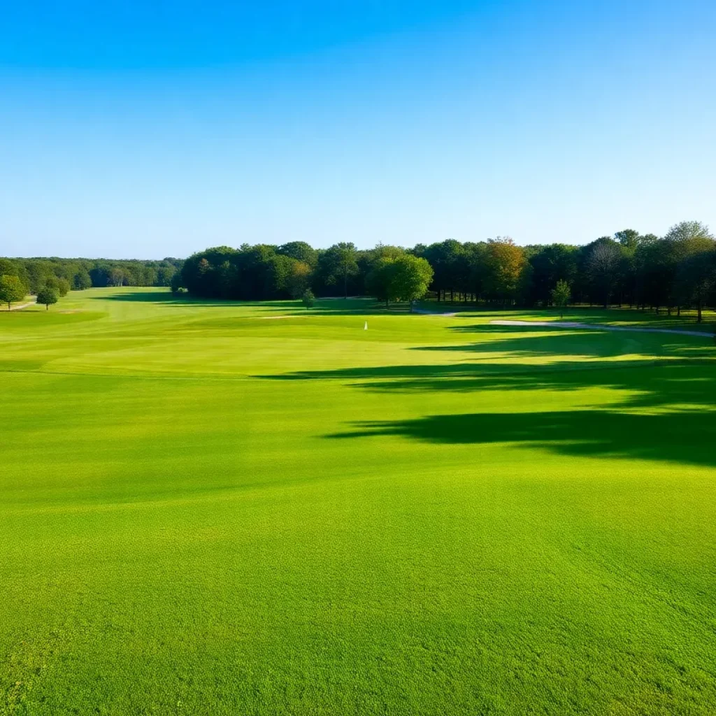 Beautiful golf course landscape in Mississippi with green fairways.