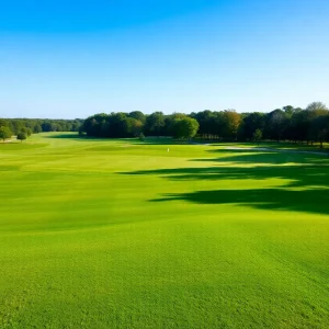 Beautiful golf course landscape in Mississippi with green fairways.