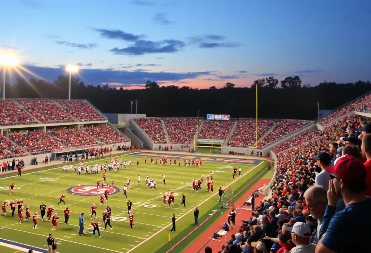 Crowd cheering at a high school football game in Philadelphia