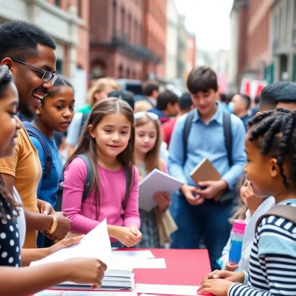 Students and families at a Philadelphia school admissions fair