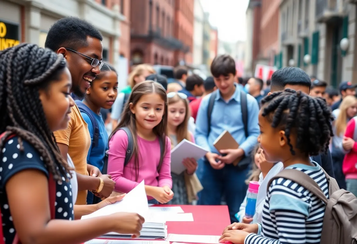 Students and families at a Philadelphia school admissions fair