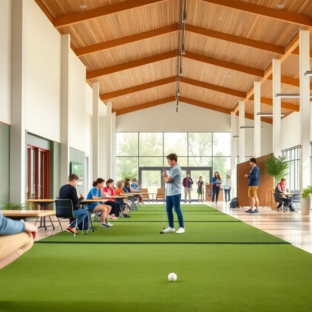 Students participating in golf education activities at the Smilow Woodland TGR Learning Lab