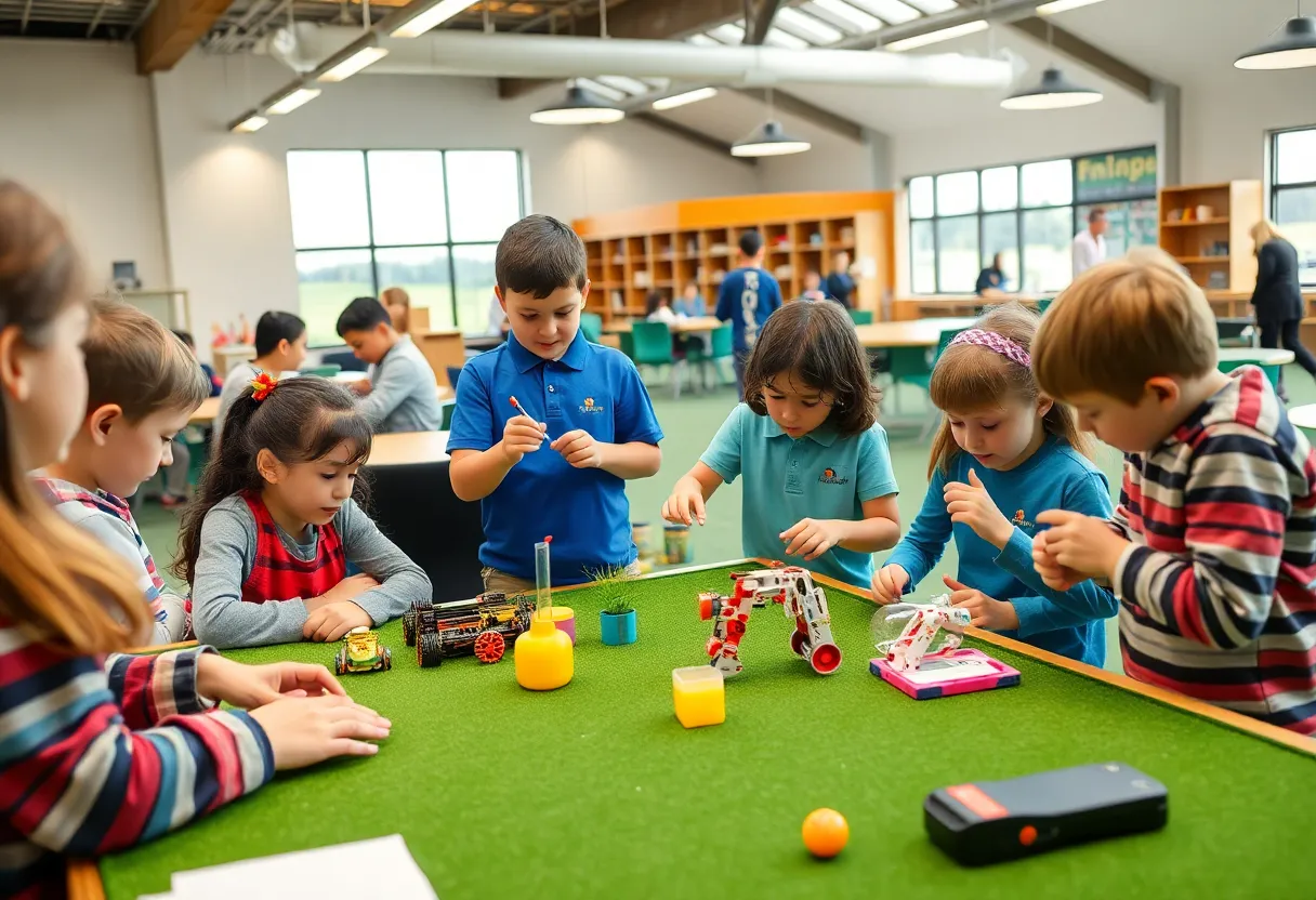 Children participating in STEAM activities at Smilow-Woodland TGR Learning Lab