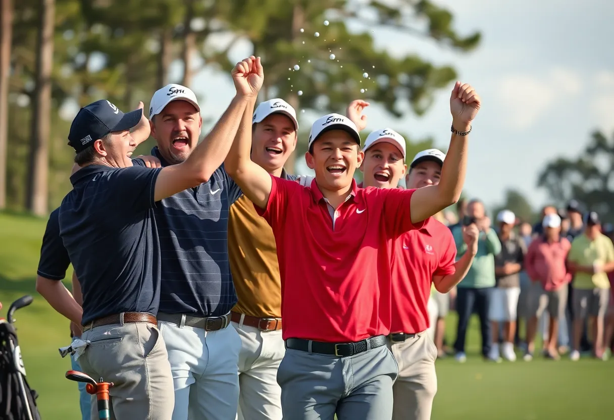 Professional golfers using Srixon and Cleveland Golf equipment on the course