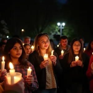 Participants holding candles at a vigil against antisemitism