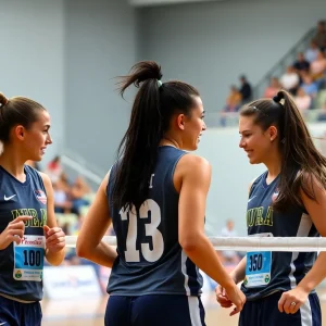 Athletes competing in a women's sports event