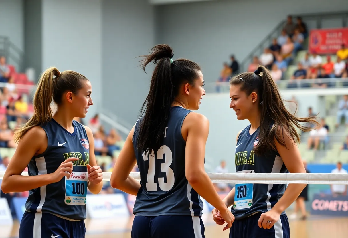 Athletes competing in a women's sports event