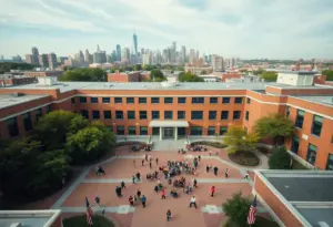 Students at a Philadelphia high school engaging in outdoor activities.