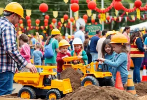 Families enjoying activities at Burlington's Construction Fest