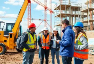 Chico State students learning at a construction site