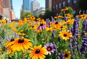 Beautiful flower garden in Philadelphia featuring diverse native plants.