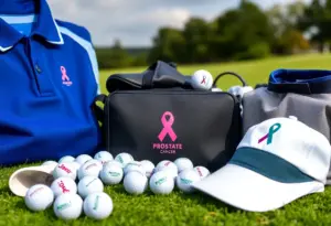 Golfers on course with prostate cancer awareness products