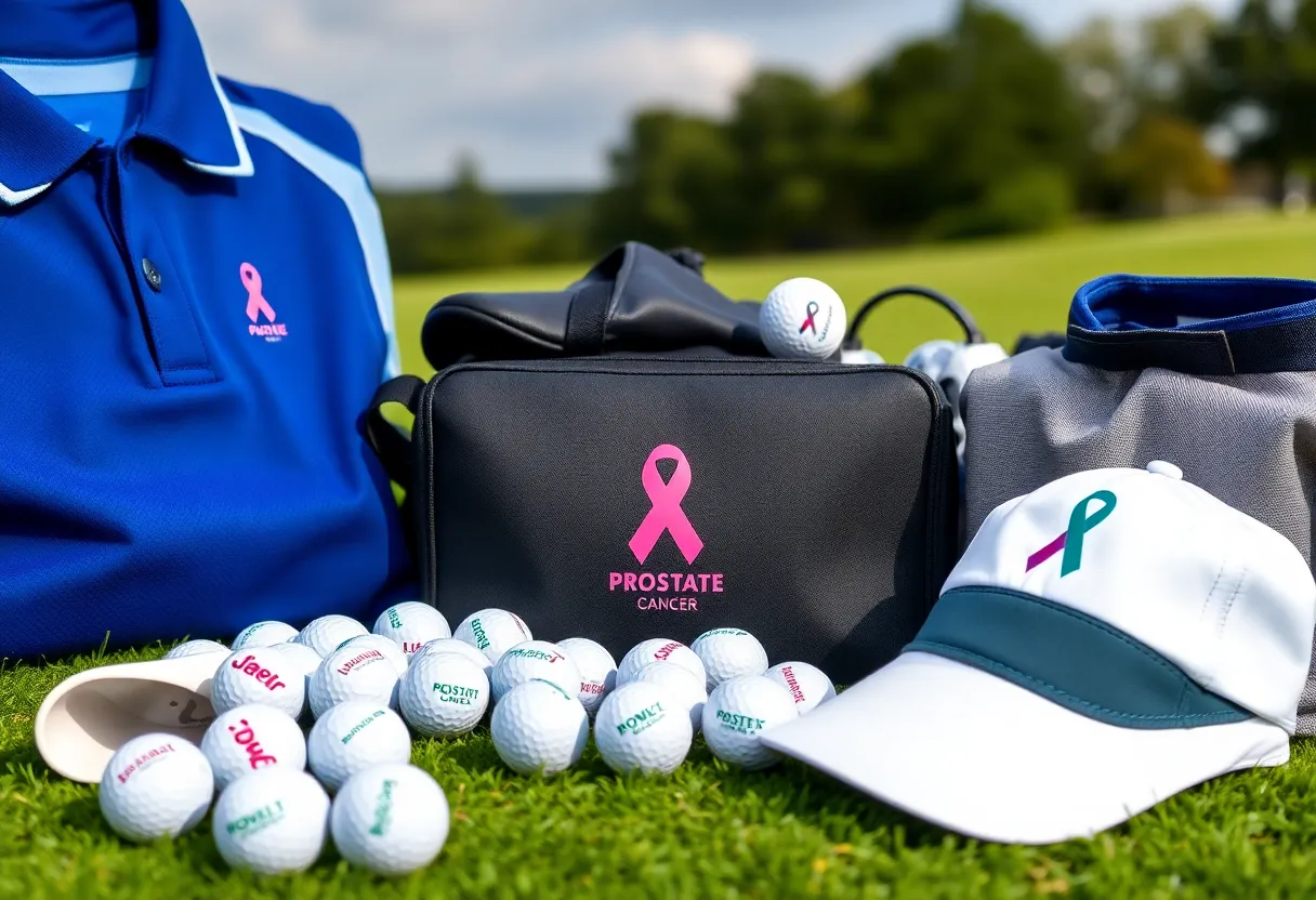 Golfers on course with prostate cancer awareness products