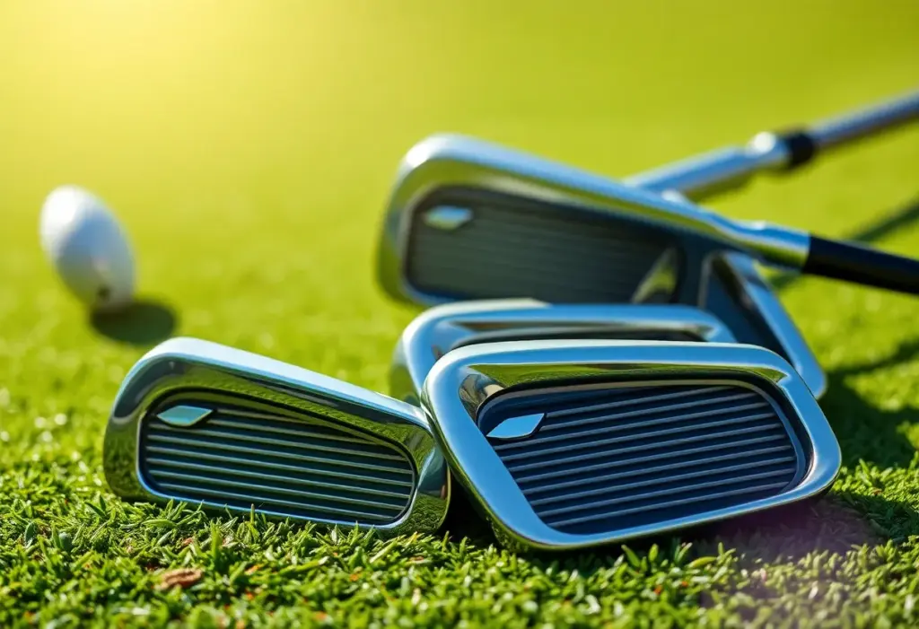 Newly launched KM-Baby Blades golf clubs on a golf course