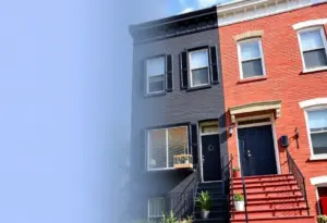 A modern rowhome located in Philadelphia, showcasing vibrant community features.