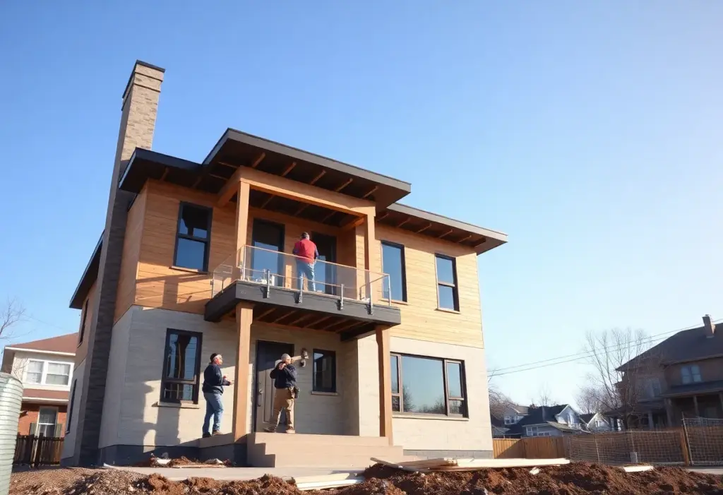 Workers building a new home in Philadelphia