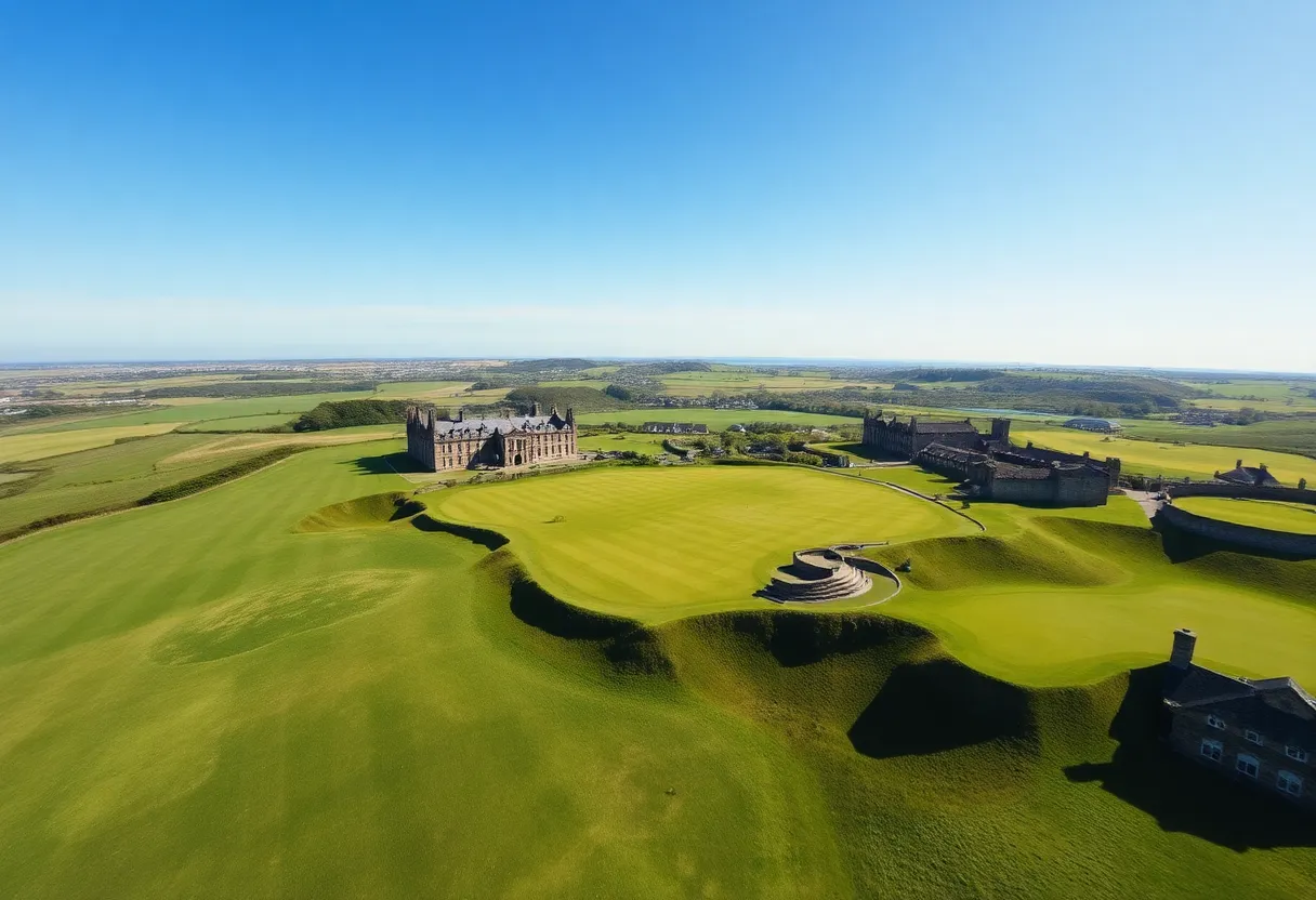 The historic Old Course at St. Andrews, a renowned golf venue in Scotland.