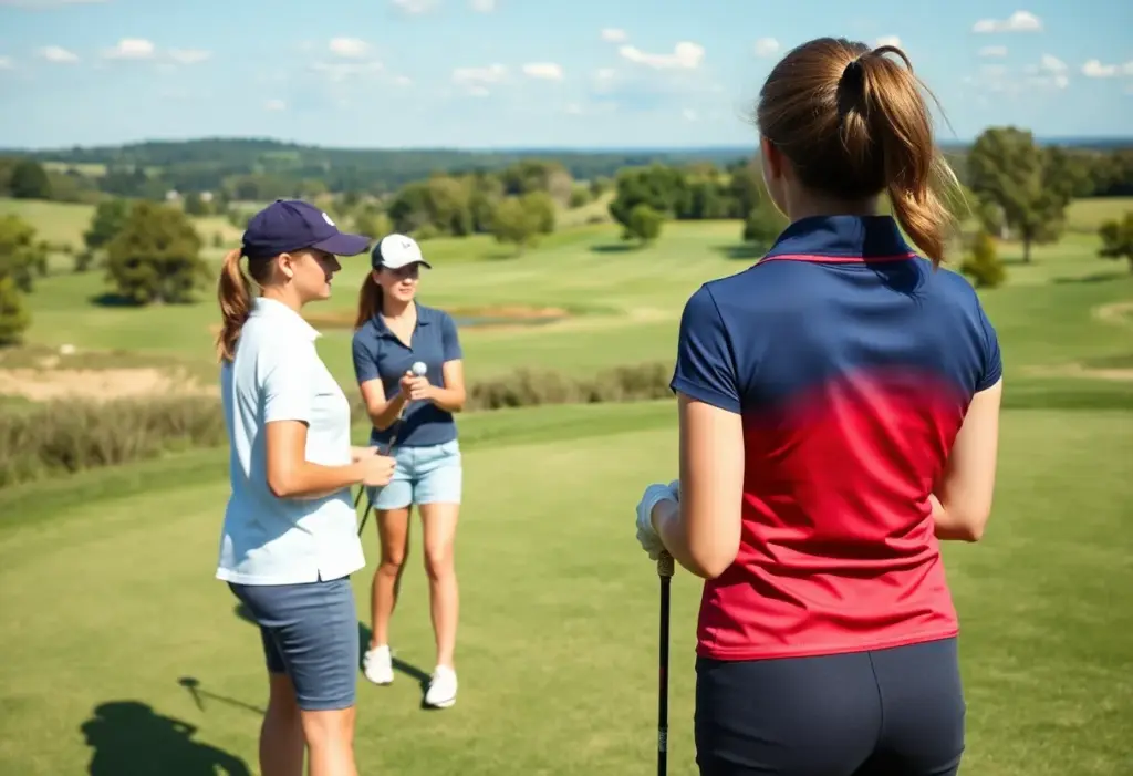 Penn women's golf team practicing on the course