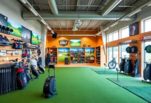 Interior of the PGA Tour Superstore with golf equipment