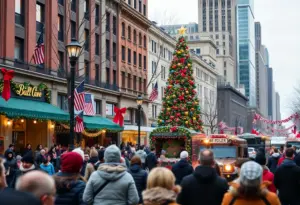 People enjoying various holiday events in Philadelphia