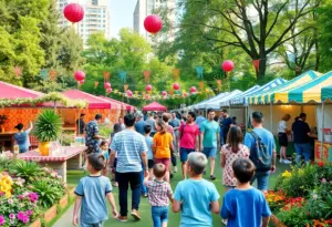 Families enjoying a garden event in Philadelphia
