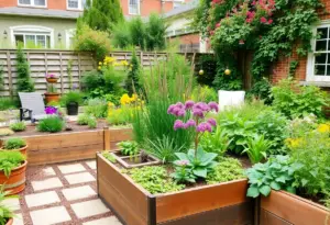 A revitalized garden in Philadelphia featuring native plants and a relaxation area