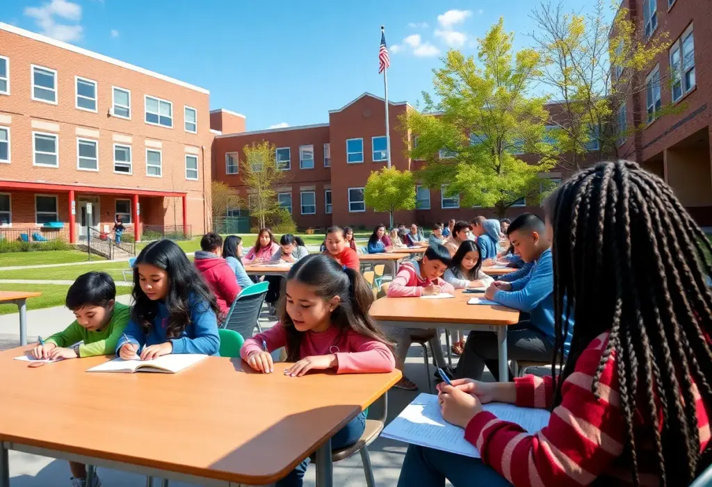 Students at a Philadelphia high school engaged in educational activities