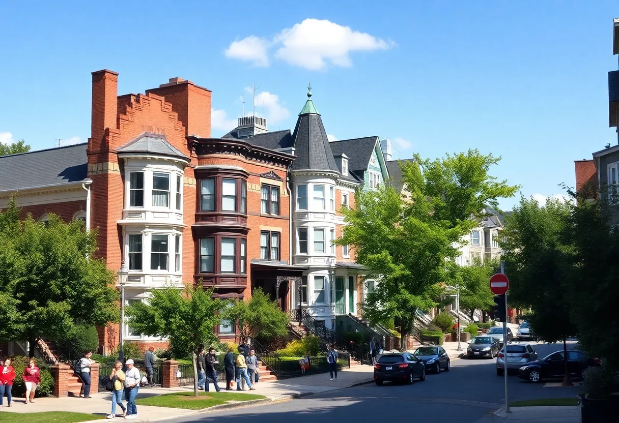 Colorful Philadelphia neighborhood with historic and modern homes.