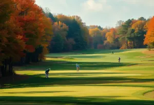 Golf players competing at Huntingdon Valley Country Club during the Philadelphia Open qualifiers