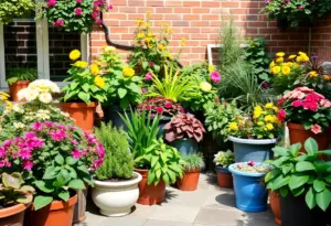 Container plants in a Philadelphia patio garden