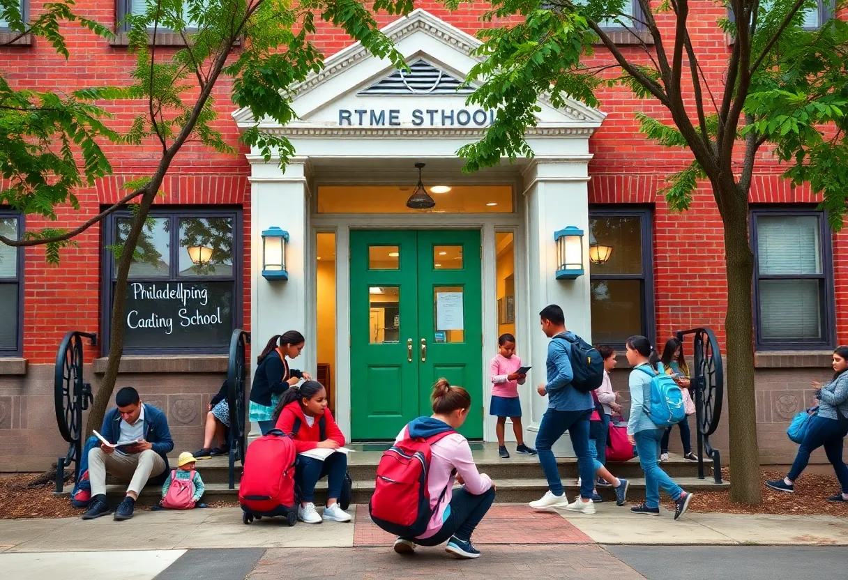 Students at a top-ranked high school in Philadelphia engaged in academic activities.